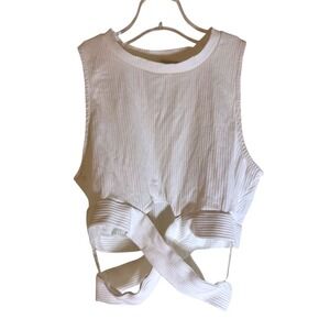 Love Tree Ribbed‎ Cross Tie Crop Top, Small